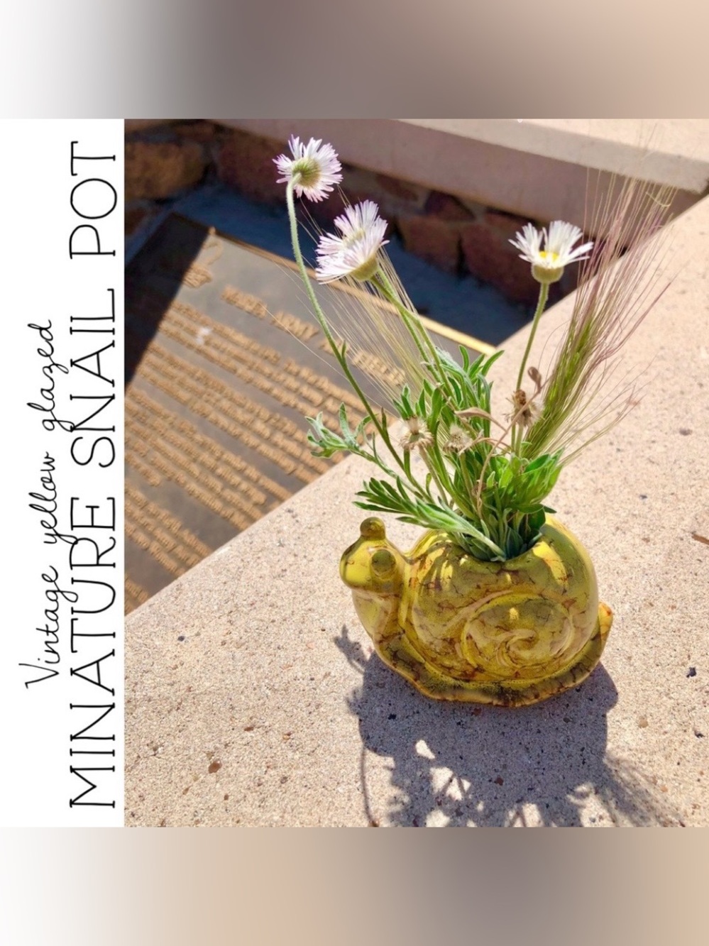 Miniature Mustard Yellow Glazed Ceramic Snail Pot